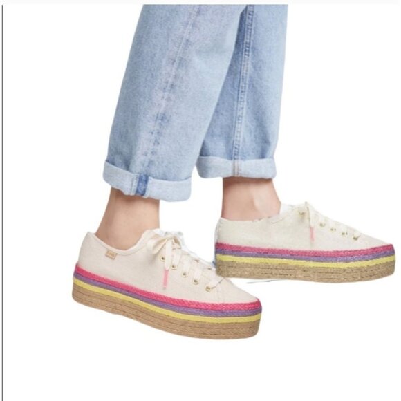 Keds Kate Spades New York Neon Raffia Platform Sneaker Women's Size 10 - Picture 1 of 9